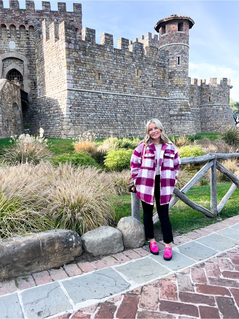 Universal Thread Pink & White Plaid Teddy Jacket